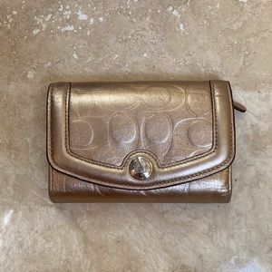 Leather Gold Coach Wallet